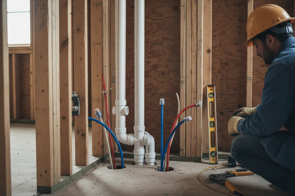 Drain and supply rough-in during Leak Detection in Youngstown