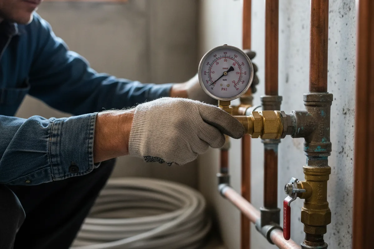 Pressure testing a repaired line during Water Line Repair in Youngstown